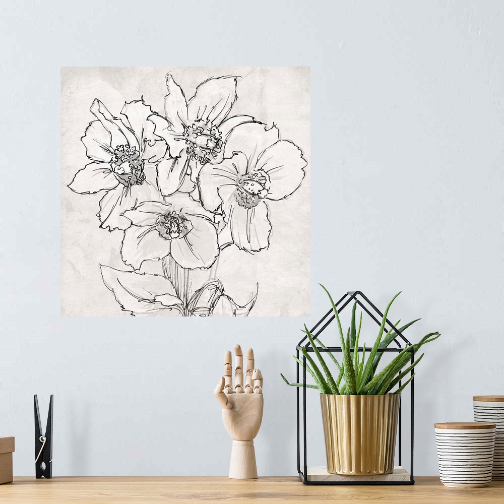 A bohemian room featuring Floral Sketch