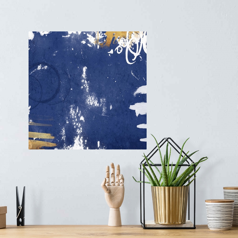 A bohemian room featuring Golden Blue Square II