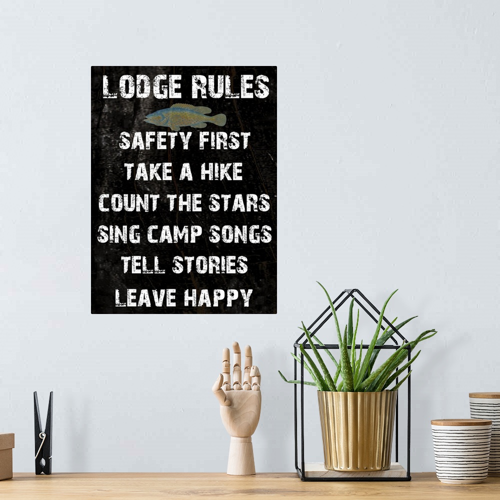 A bohemian room featuring Lodge Rules
