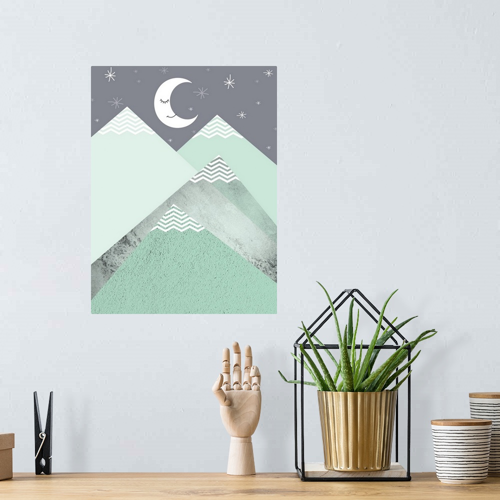 A bohemian room featuring Mint Green Mountains 2