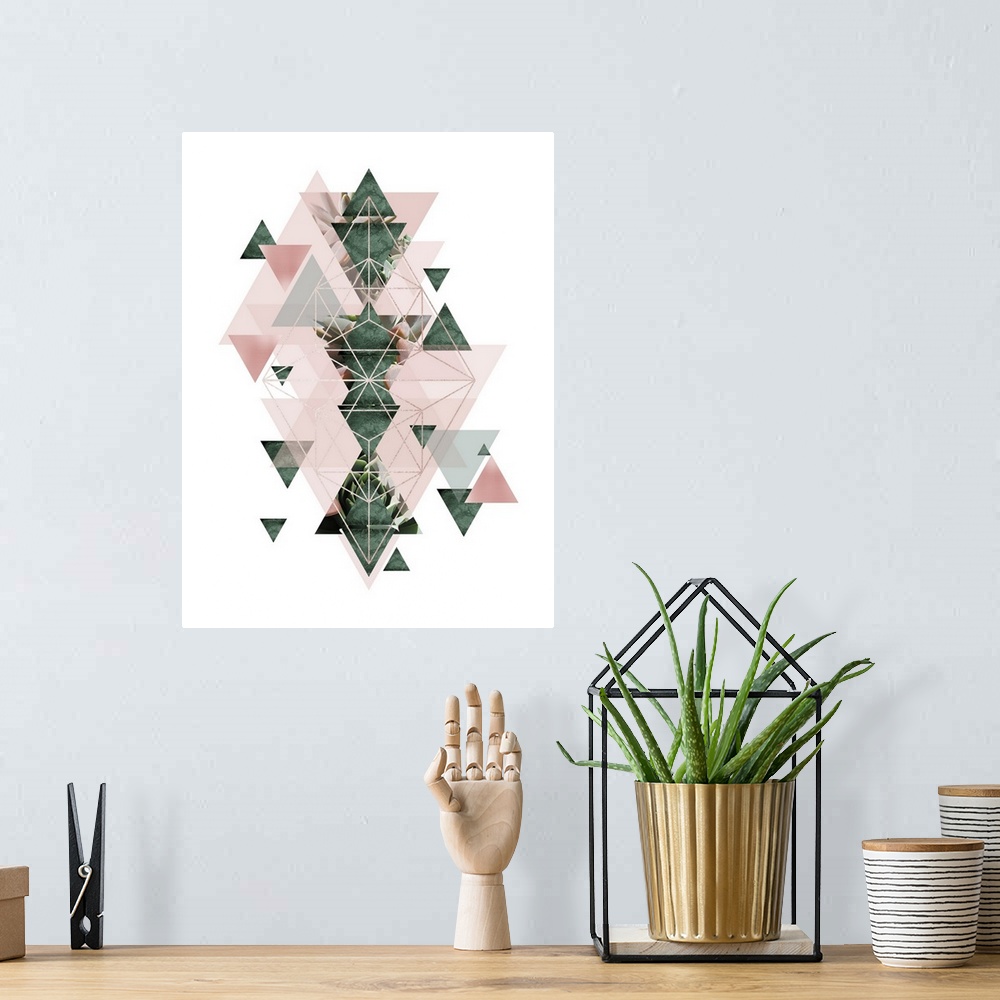 A bohemian room featuring Pink Green Geometric 2
