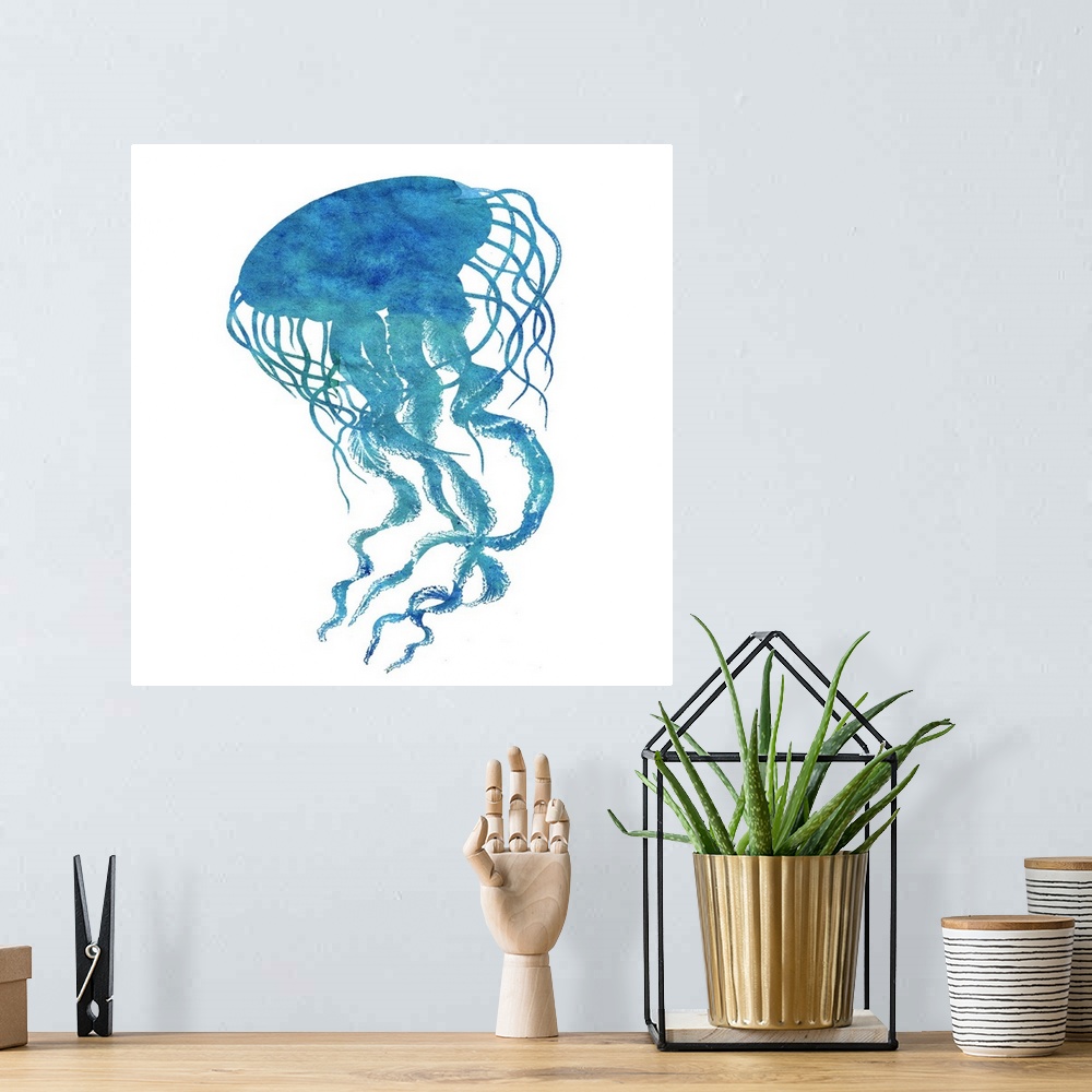 A bohemian room featuring Watercolor Ocean - Jellyfish II