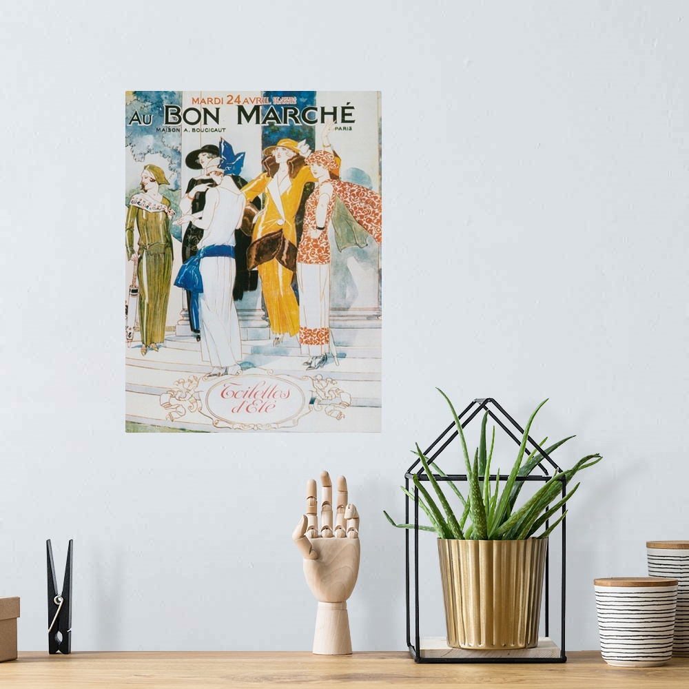 A bohemian room featuring 1920's France Bon Marche Poster