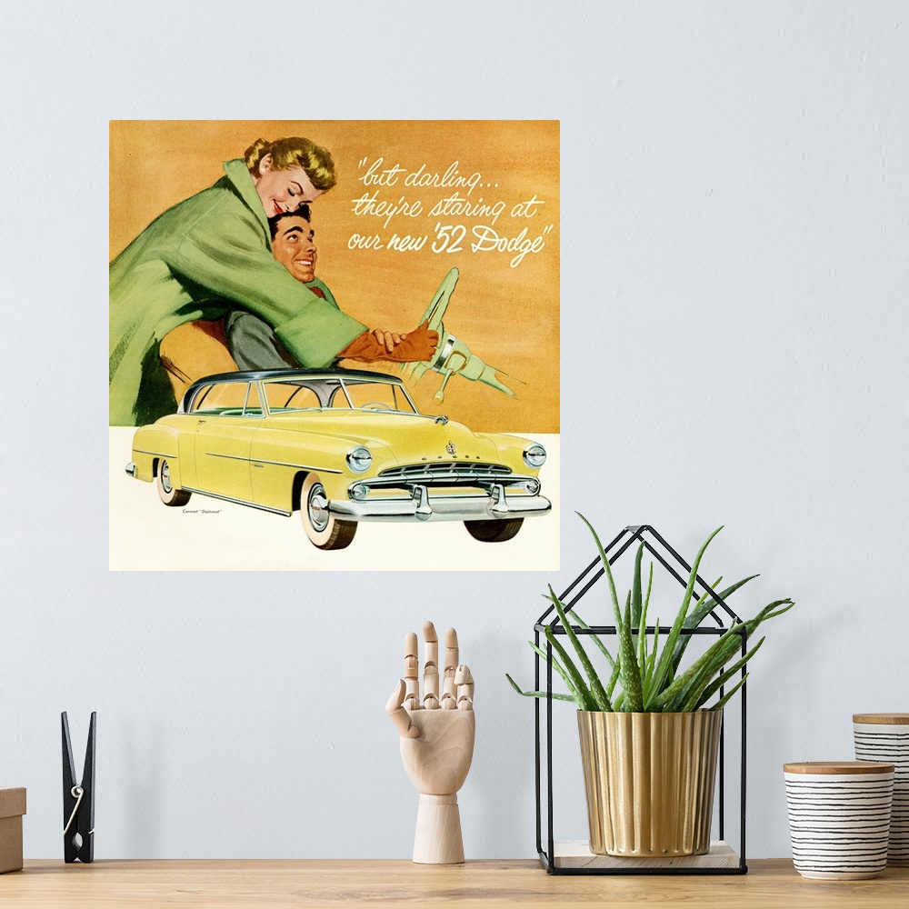 A bohemian room featuring 1950s USA Dodge Magazine Advert (detail)
