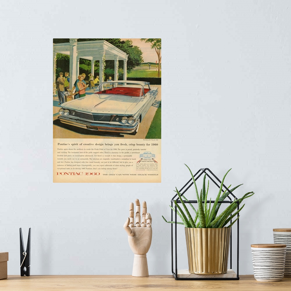 A bohemian room featuring 1960s USA Pontiac Magazine Advert
