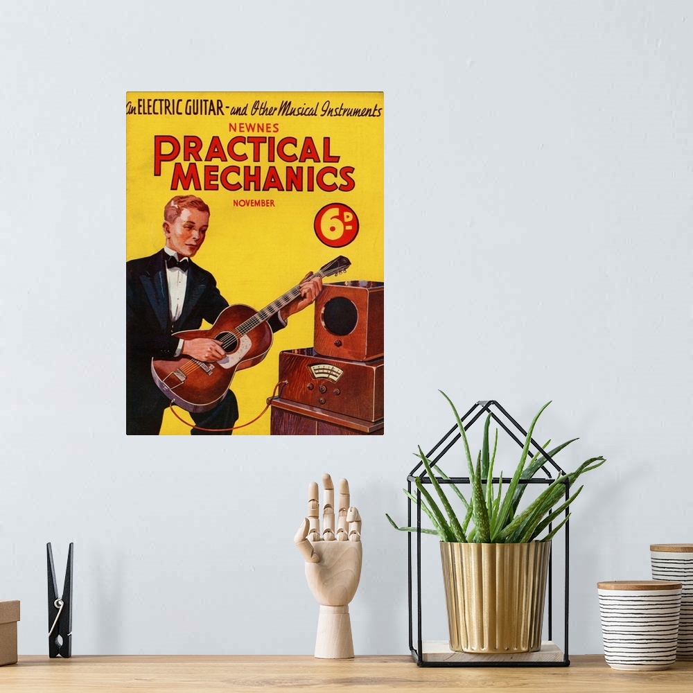 A bohemian room featuring 1930s UK Practical Mechanics Magazine Cover