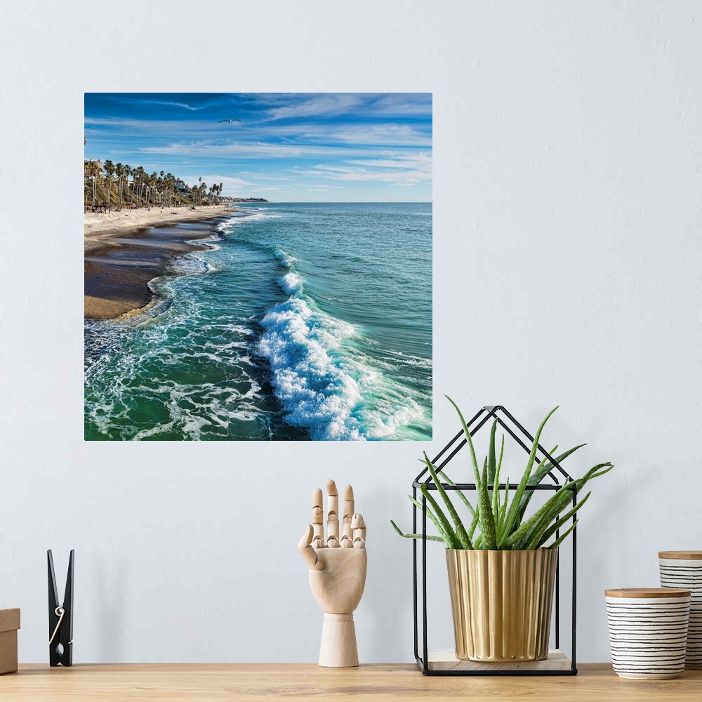 A bohemian room featuring Waves near San Clemente beach, San Clemente, California, USA.