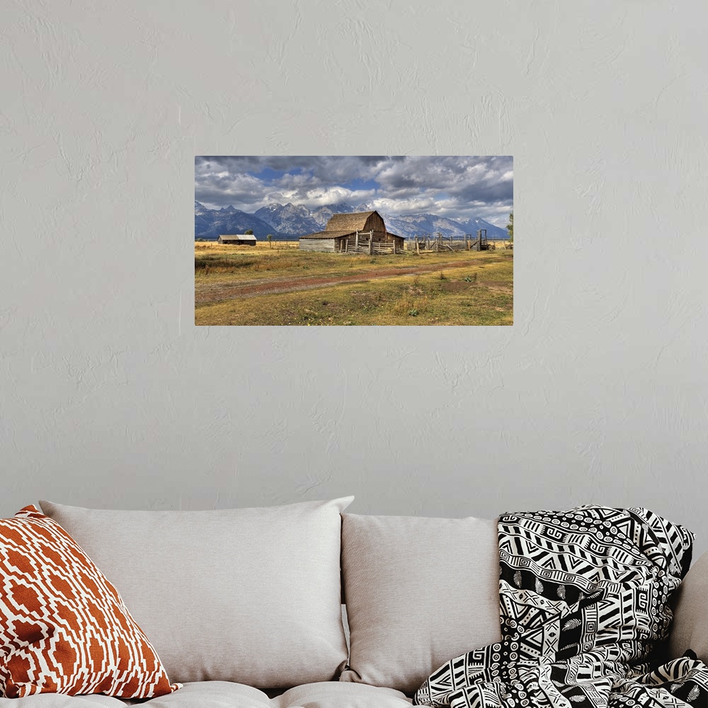 A bohemian room featuring Mormon Row Historic District, Grand Teton National Park, Teton Range, Wyoming