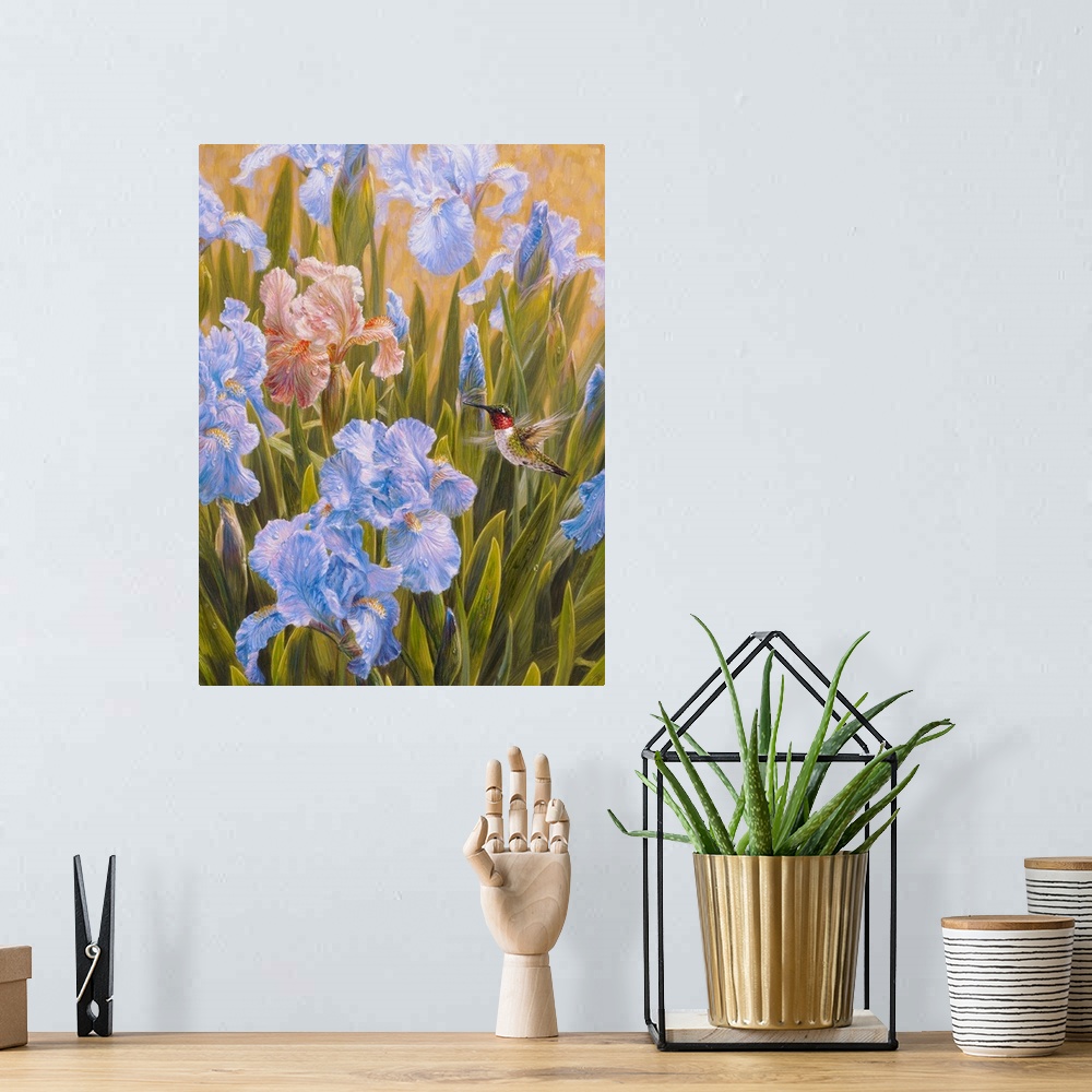 A bohemian room featuring A Summers Dream - Hummingbird And Irises