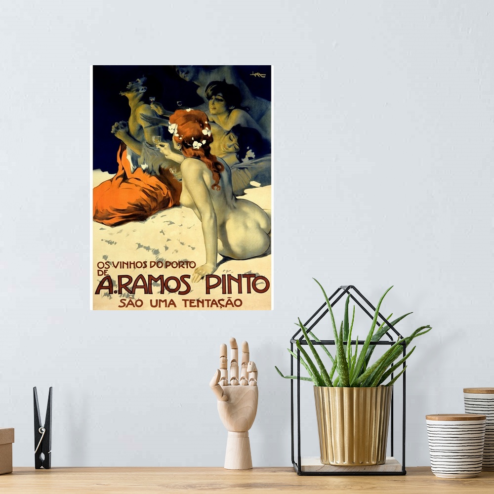A bohemian room featuring A. Ramos Pinto, Vintage Poster