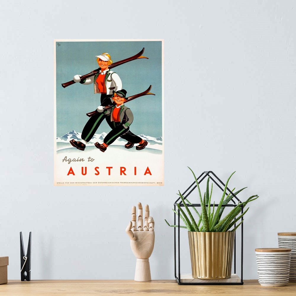 A bohemian room featuring Austria, Vintage Poster