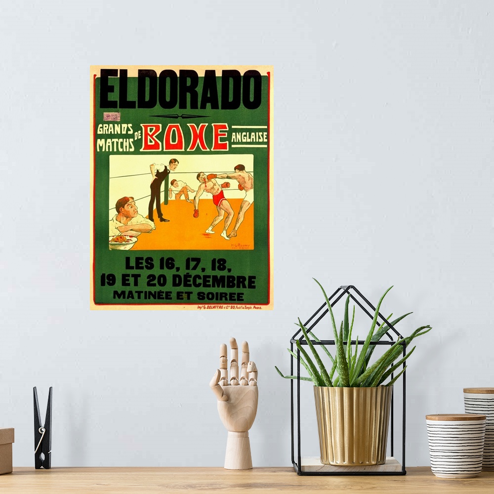 A bohemian room featuring Boxing Match, El Dorado, Vintage Poster