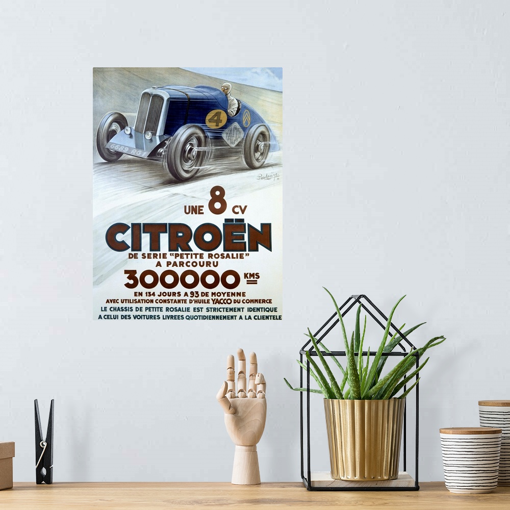 A bohemian room featuring Citroen, Une 8 CV, Vintage Poster, by Louys