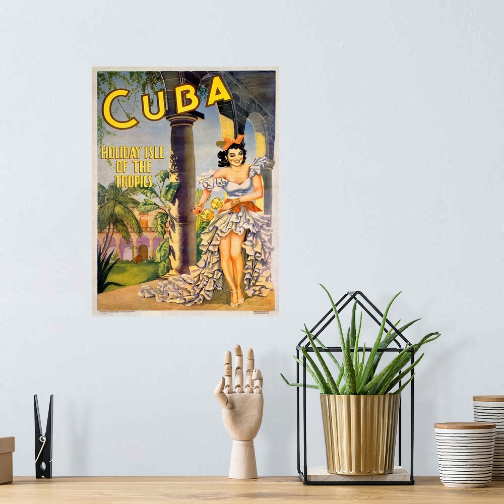 A bohemian room featuring Cuba, Holiday Isle of the Tropics, Vintage Poster