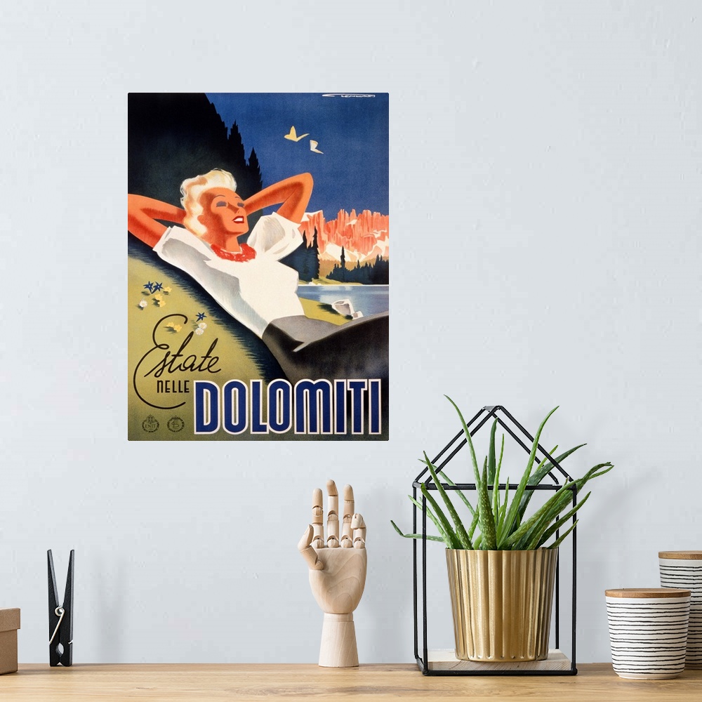 A bohemian room featuring Italian Travel Poster