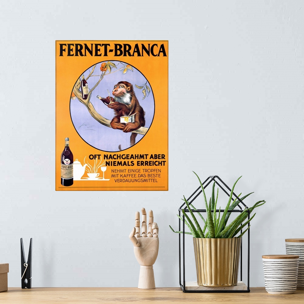 A bohemian room featuring Fernet Branca, Vintage Poster, by Aldo Mazza