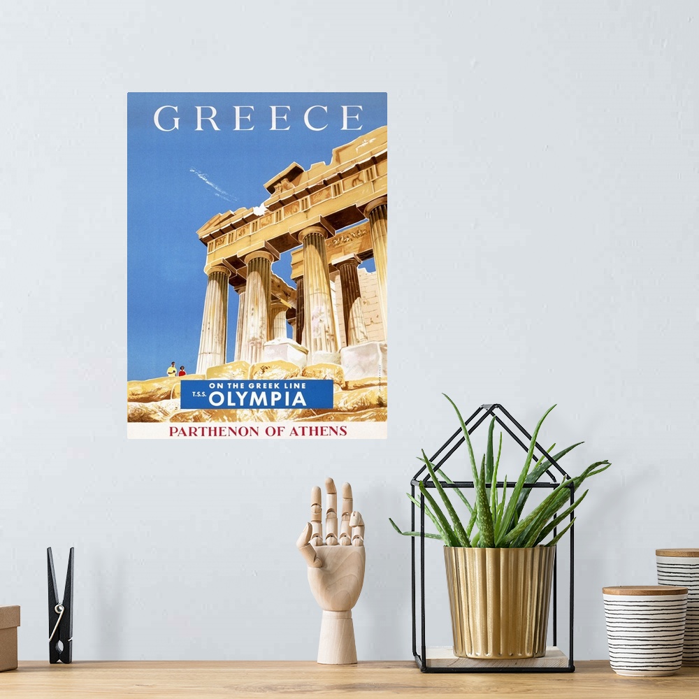 A bohemian room featuring Greece, Greek Parthenon, Vintage Poster