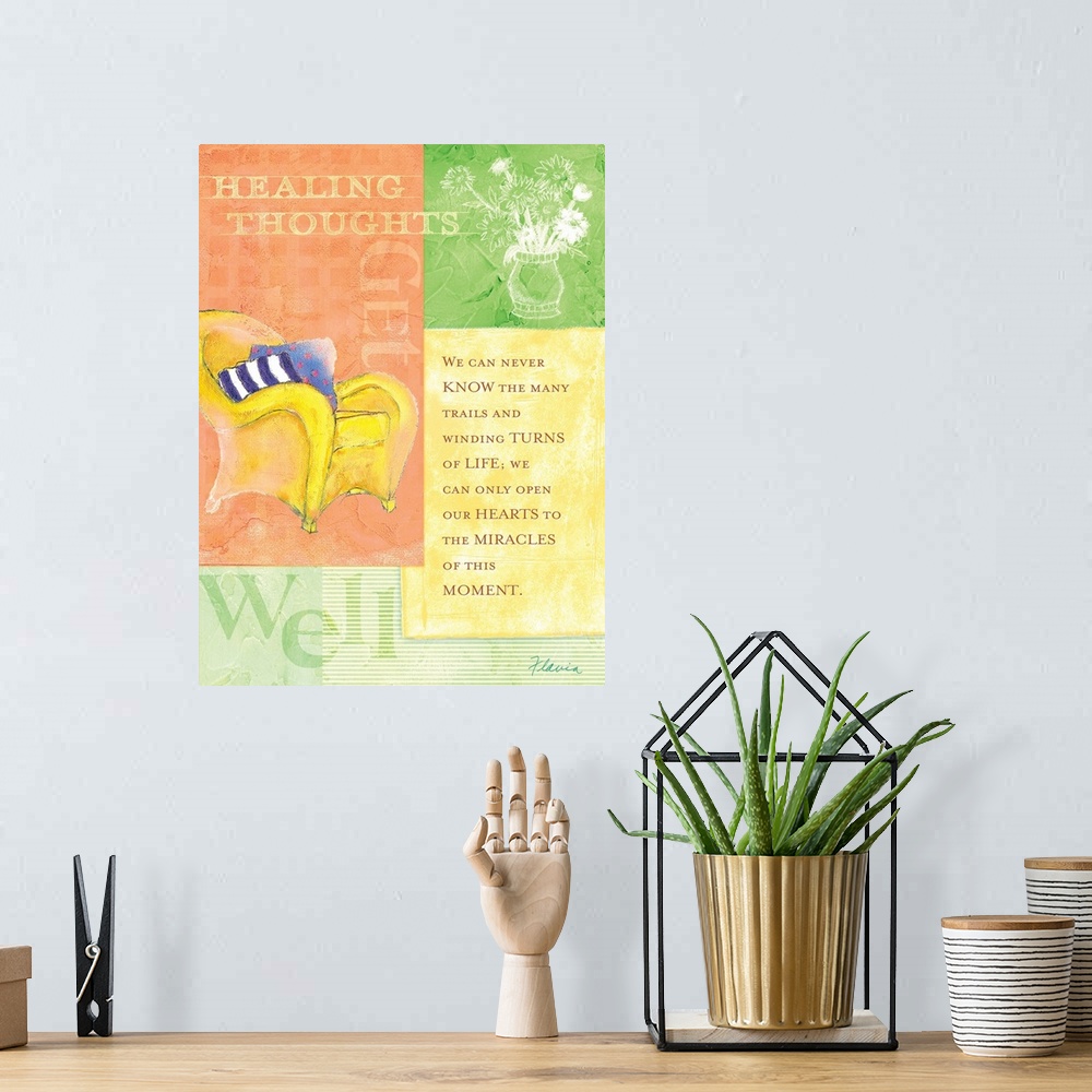 A bohemian room featuring Healing Touch Inspirational Print