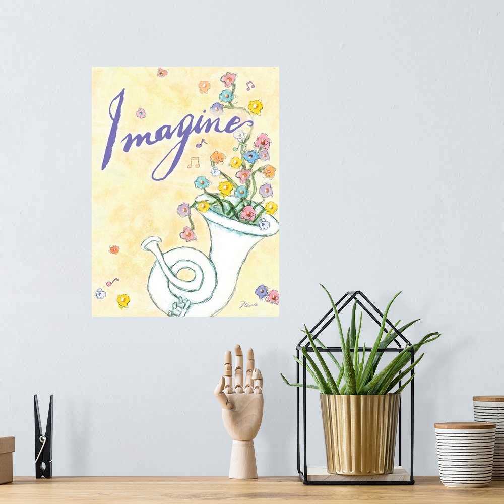 A bohemian room featuring Imagine Inspirational Print