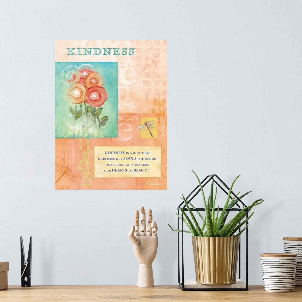 A bohemian room featuring Kindness Inspirational Print