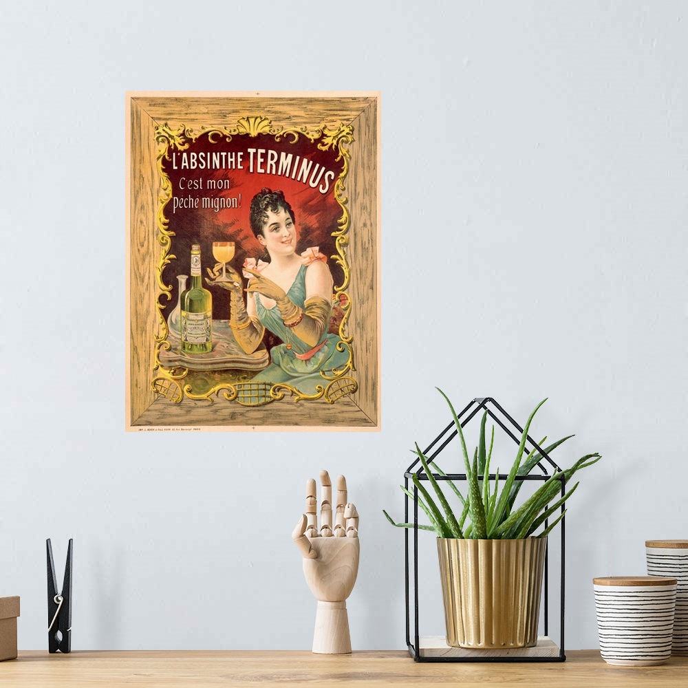 A bohemian room featuring LAbsinthe Terminus, Vintage Poster
