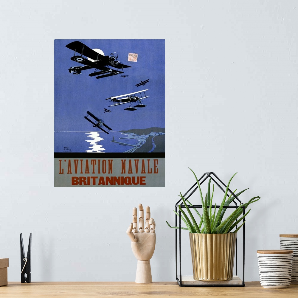 A bohemian room featuring L'Aviation Navale, Britannique, Vintage Poster, by Nancy Smith