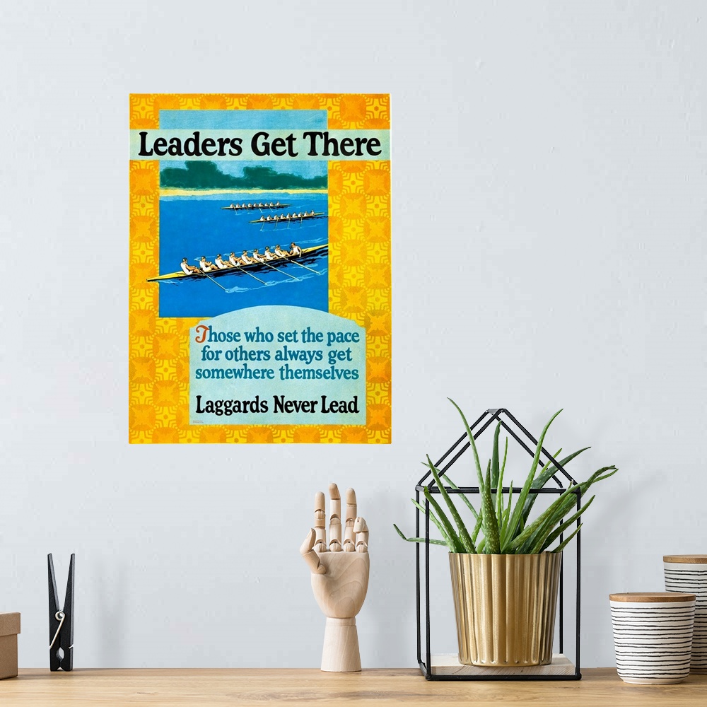 A bohemian room featuring Leaders Get There, Rowing, Vintage Poster