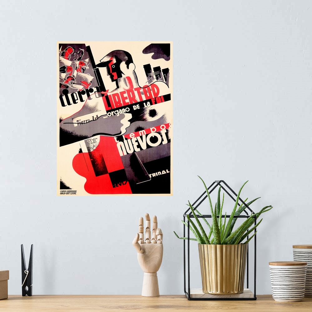 A bohemian room featuring Libertad, Tiempos Nuevos, Vintage Poster