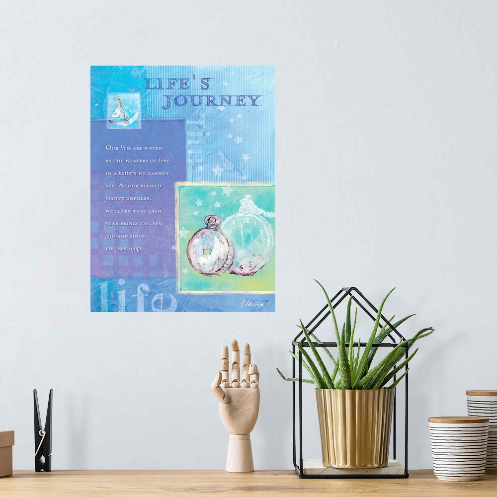A bohemian room featuring Lifes Journey Inspirational Print