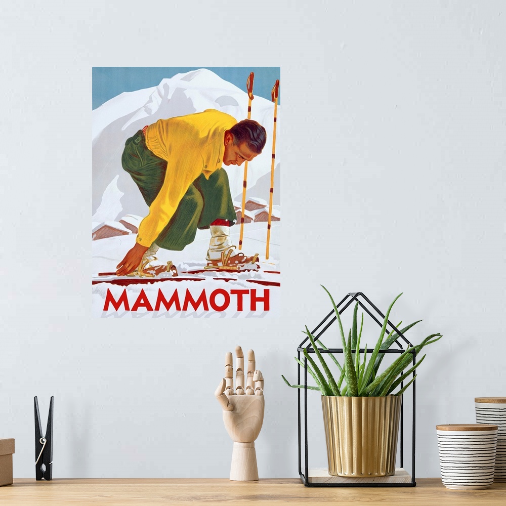 A bohemian room featuring Mammoth Mountain Vintage Advertising Poster