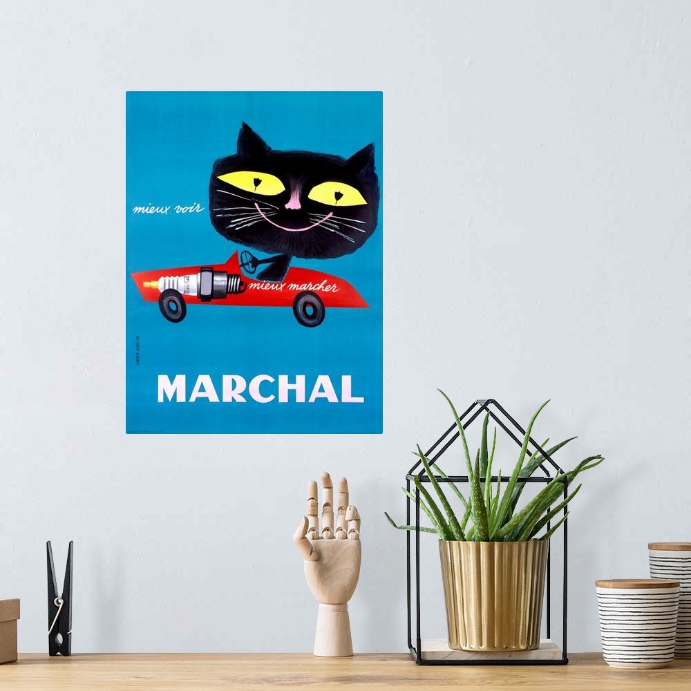 A bohemian room featuring Marchal Vintage Advertising Poster