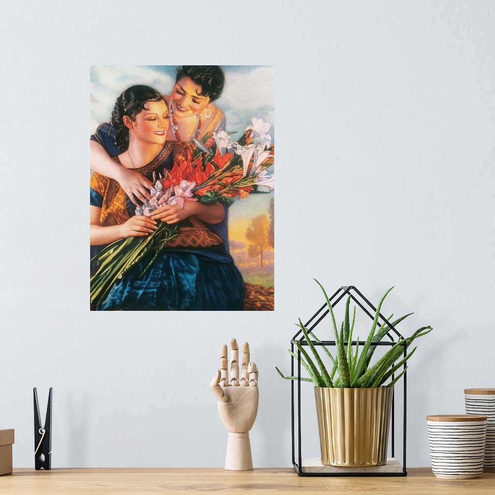 A bohemian room featuring Vintage Mexico Travel Poster