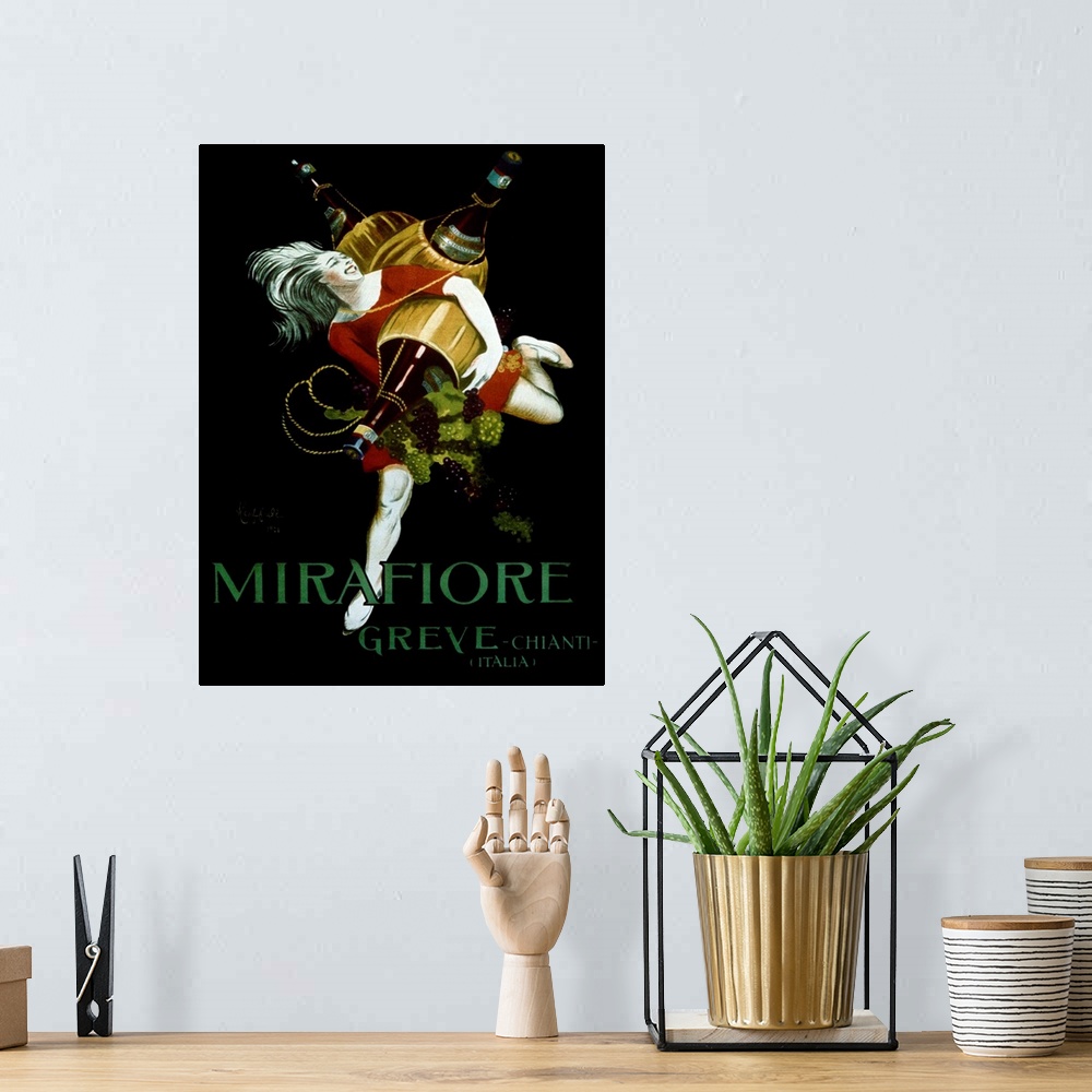 A bohemian room featuring Mirafiore Vintage Advertising Poster