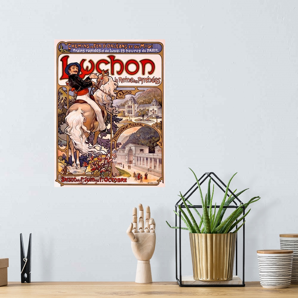 A bohemian room featuring French Vintage Poster, Luchon Casino Spa