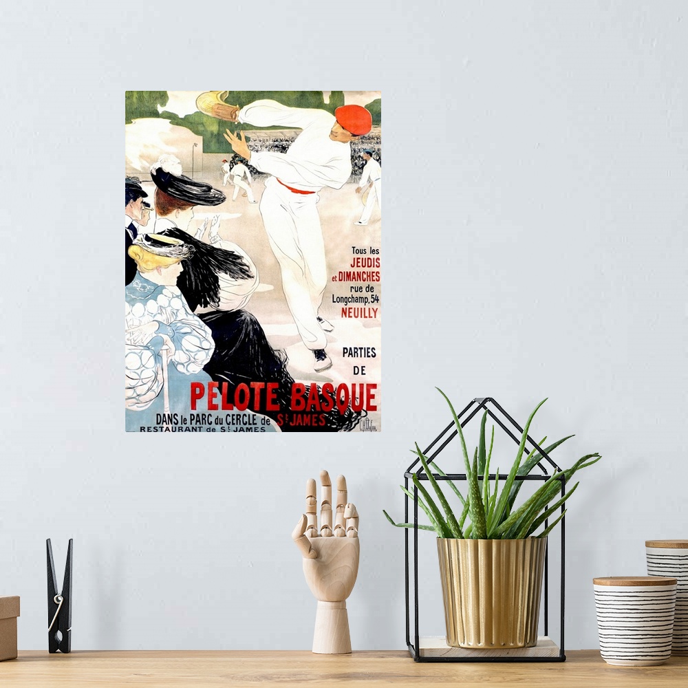 A bohemian room featuring Pelote Basque, Vintage Poster, by Clementine Helene Dufau