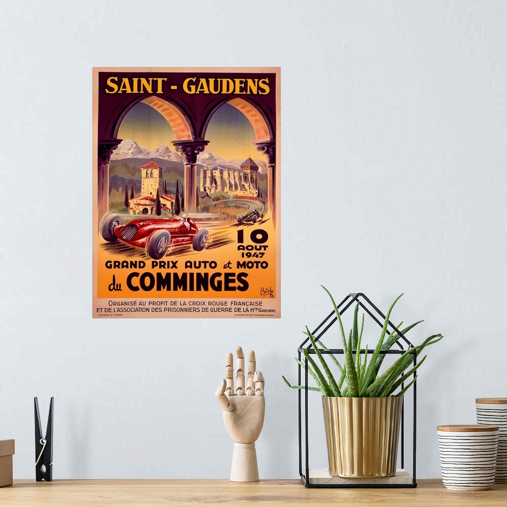 A bohemian room featuring Saint Gaudens Grand Prix du Comminges, Vintage Poster