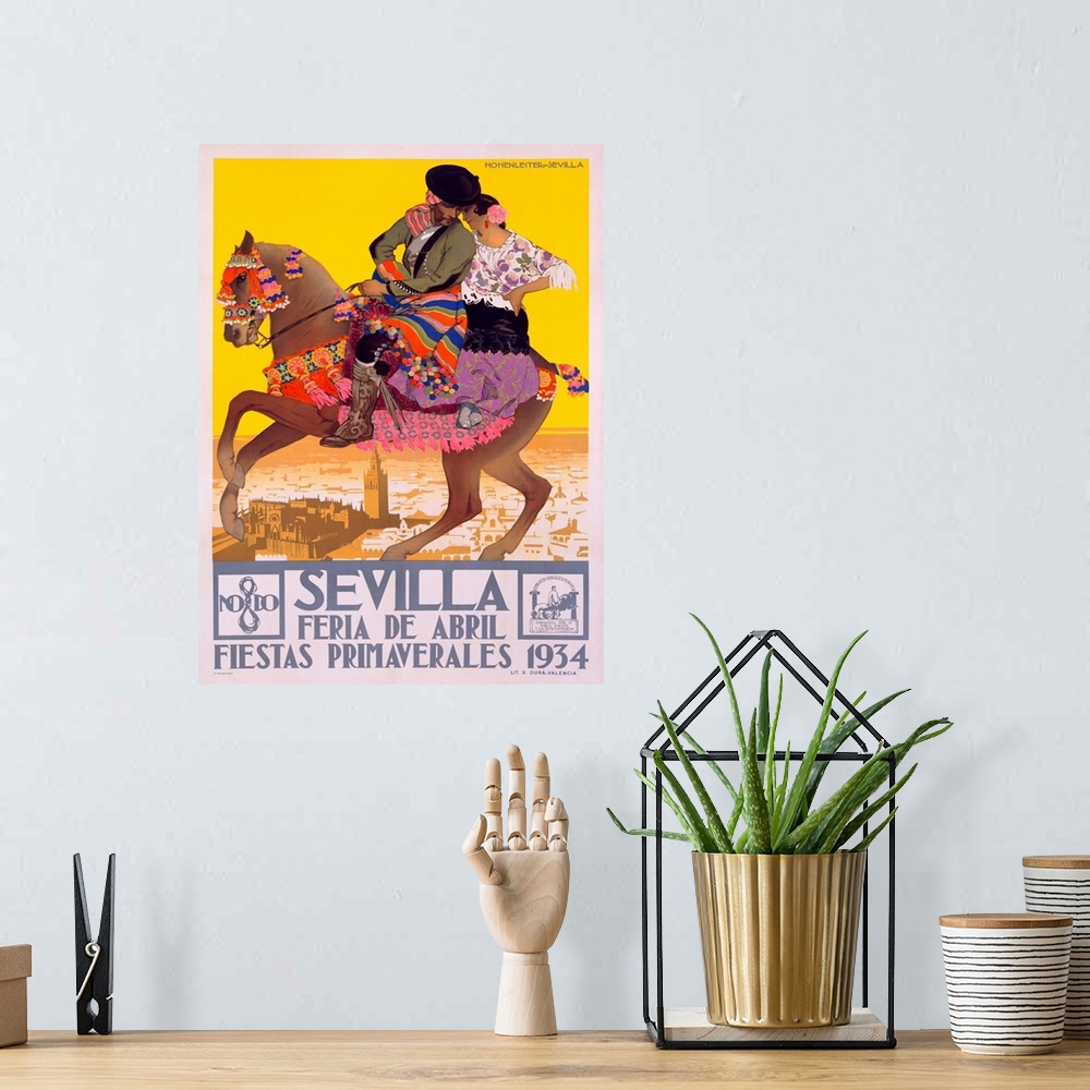 A bohemian room featuring Sevilla, Vintage Poster, by Hohenleiter