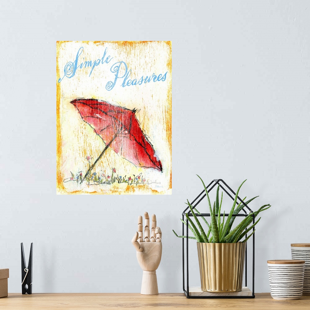 A bohemian room featuring Umbrella Simple Pleasures Print