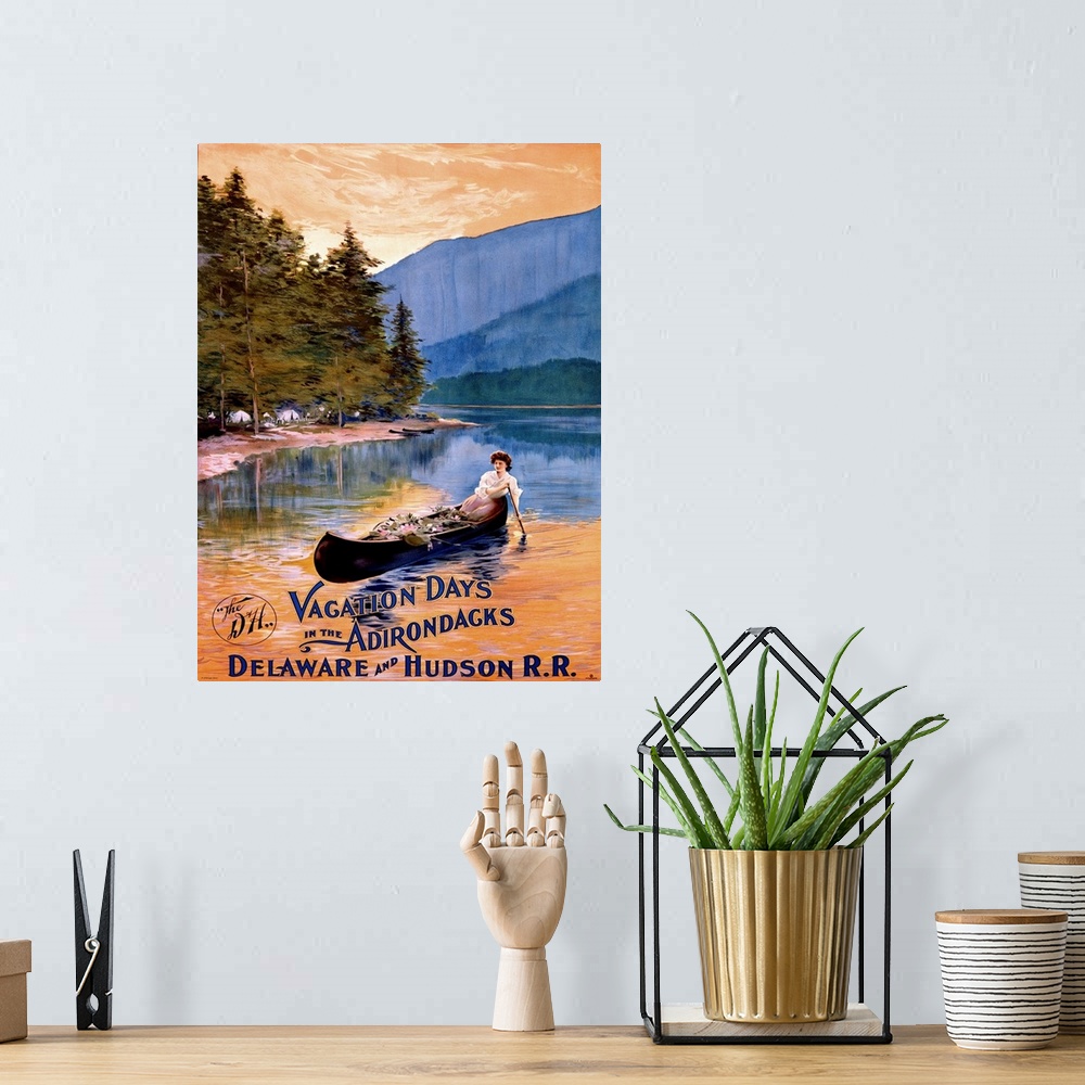 A bohemian room featuring Vacation Days in the Adirondacks, Vintage Poster