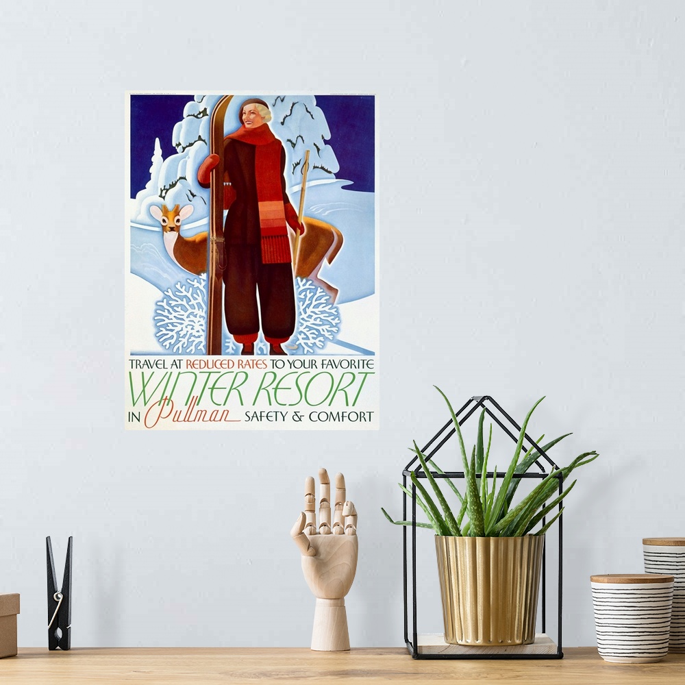 A bohemian room featuring Winter Resort, Pullman , Vintage Poster