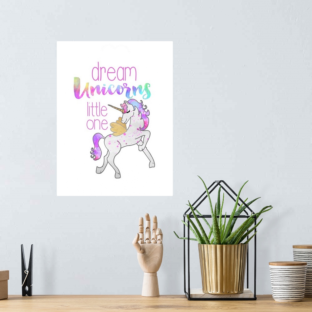 A bohemian room featuring "Dream Unicorns Little One"