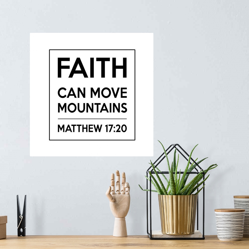 A bohemian room featuring "Faith Can Move Mountains" Matthew 17:20
