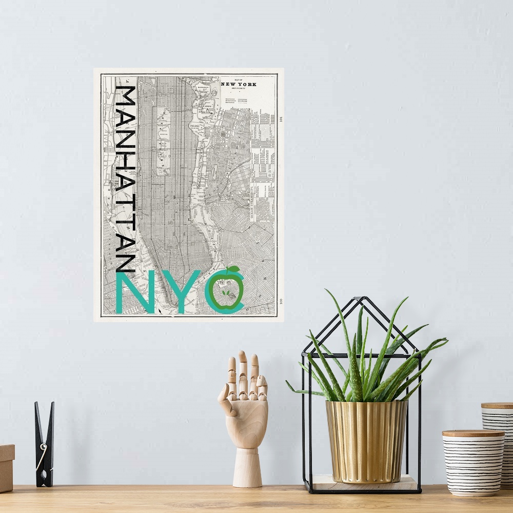 A bohemian room featuring Mid Century New York City Map