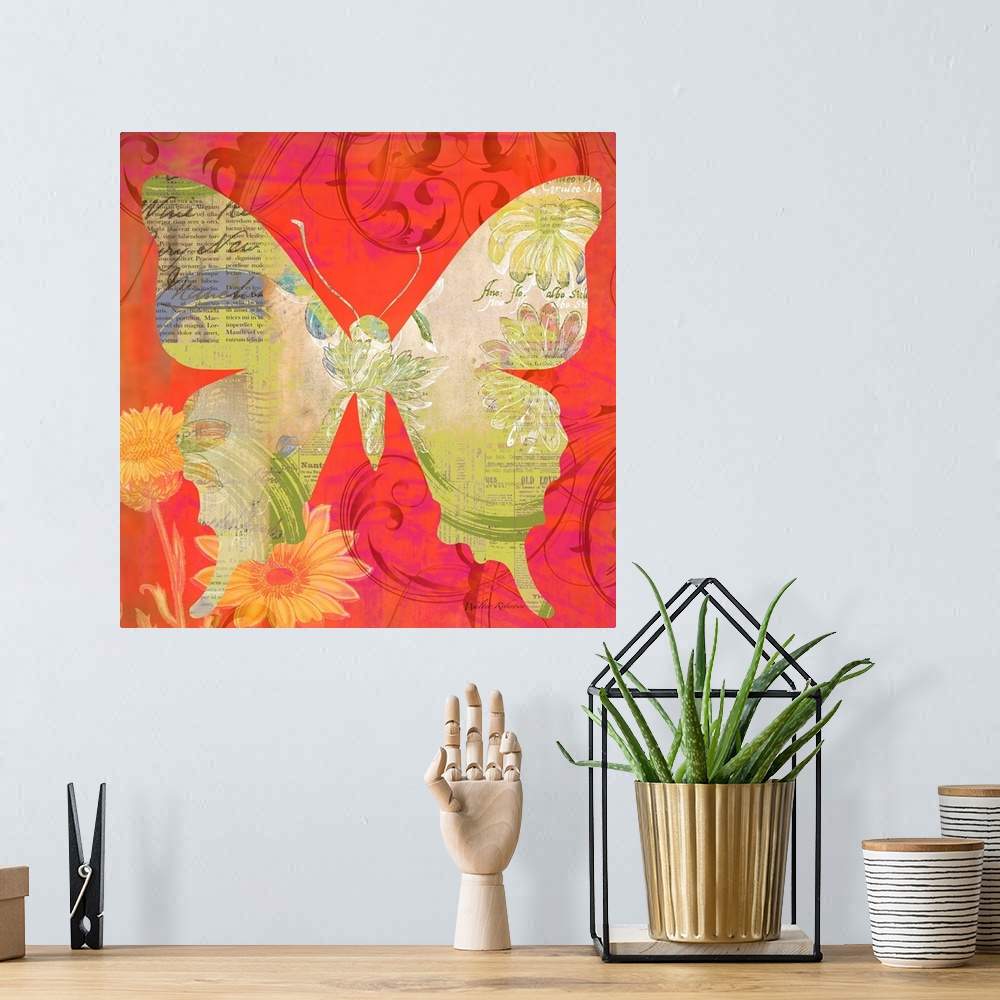 A bohemian room featuring Red Pop Butterfly
