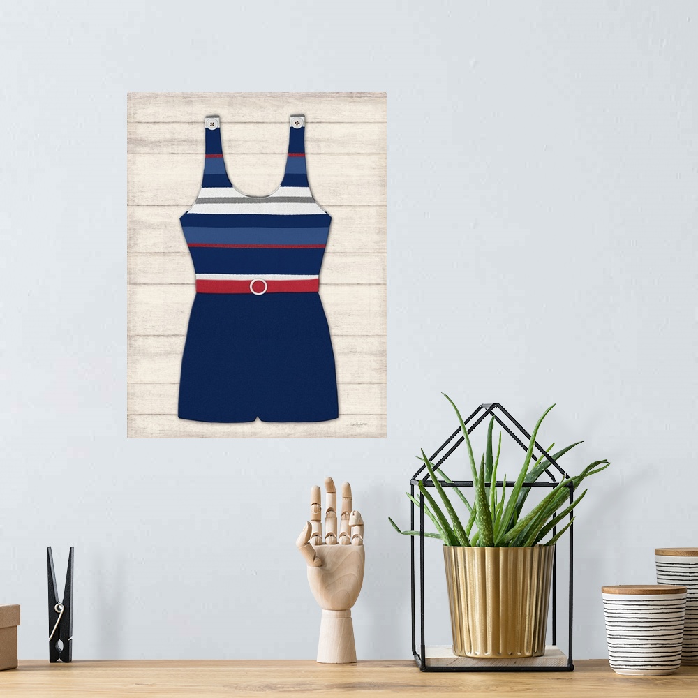 A bohemian room featuring Vintage Swim Suit Blue and Red II