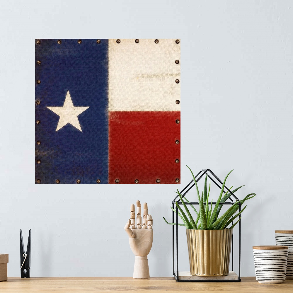 A bohemian room featuring Vintage Texas Flag