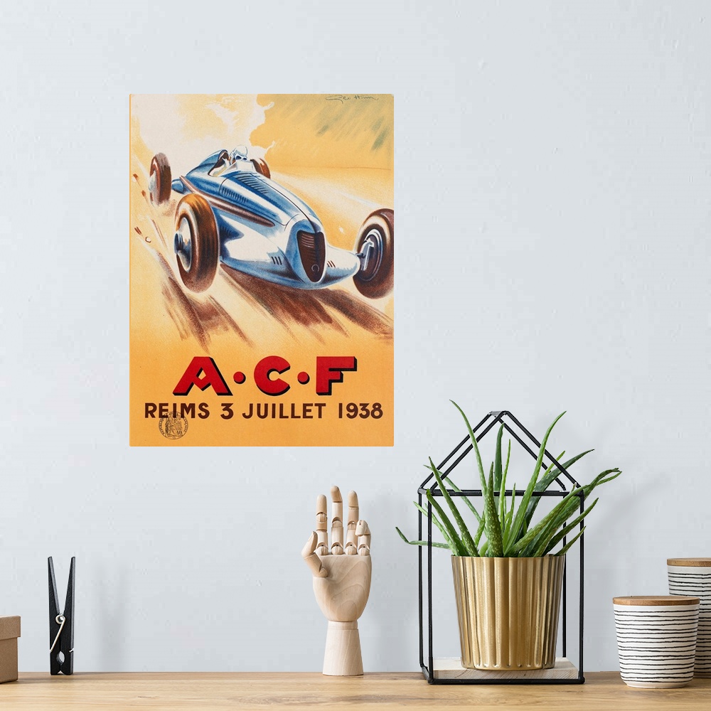 A bohemian room featuring French race car