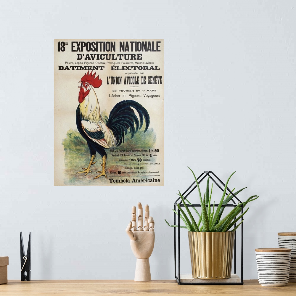 A bohemian room featuring A vintage advertisement for an agriculture exposition.