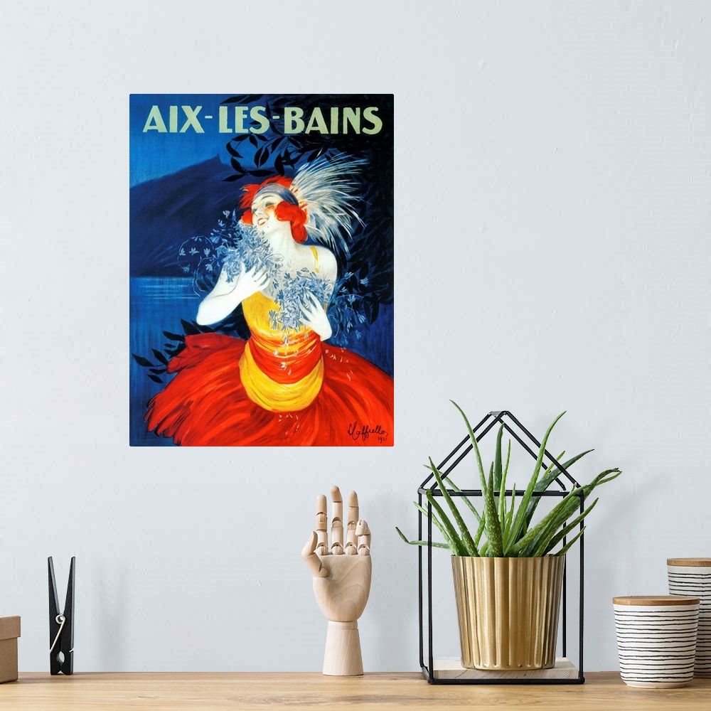 A bohemian room featuring Aix-Les-Bains - Vintage Travel Advertisement
