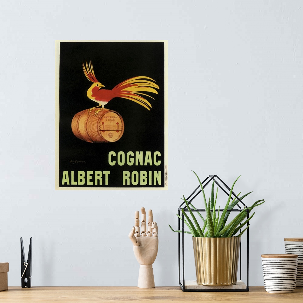A bohemian room featuring Albert Robin - Vintage Cognac Advertisement